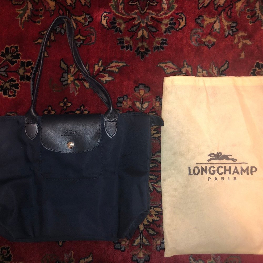 Longchamp Le Pliage Small Shoulder Tote in Navy